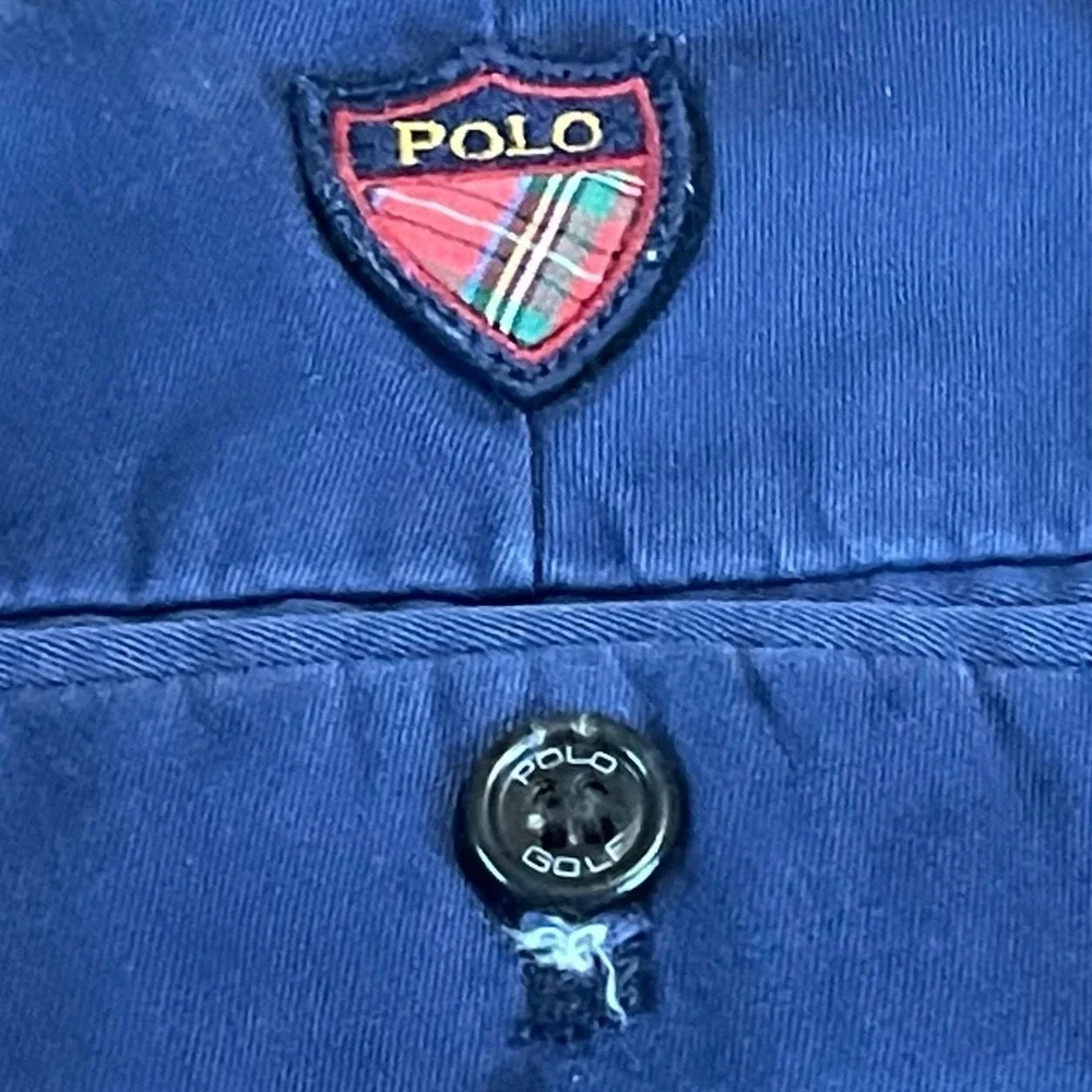 Polo Ralph Lauren Golf Mens 34 Fairway Shorts Navy Blue Pleated Cotton Twill